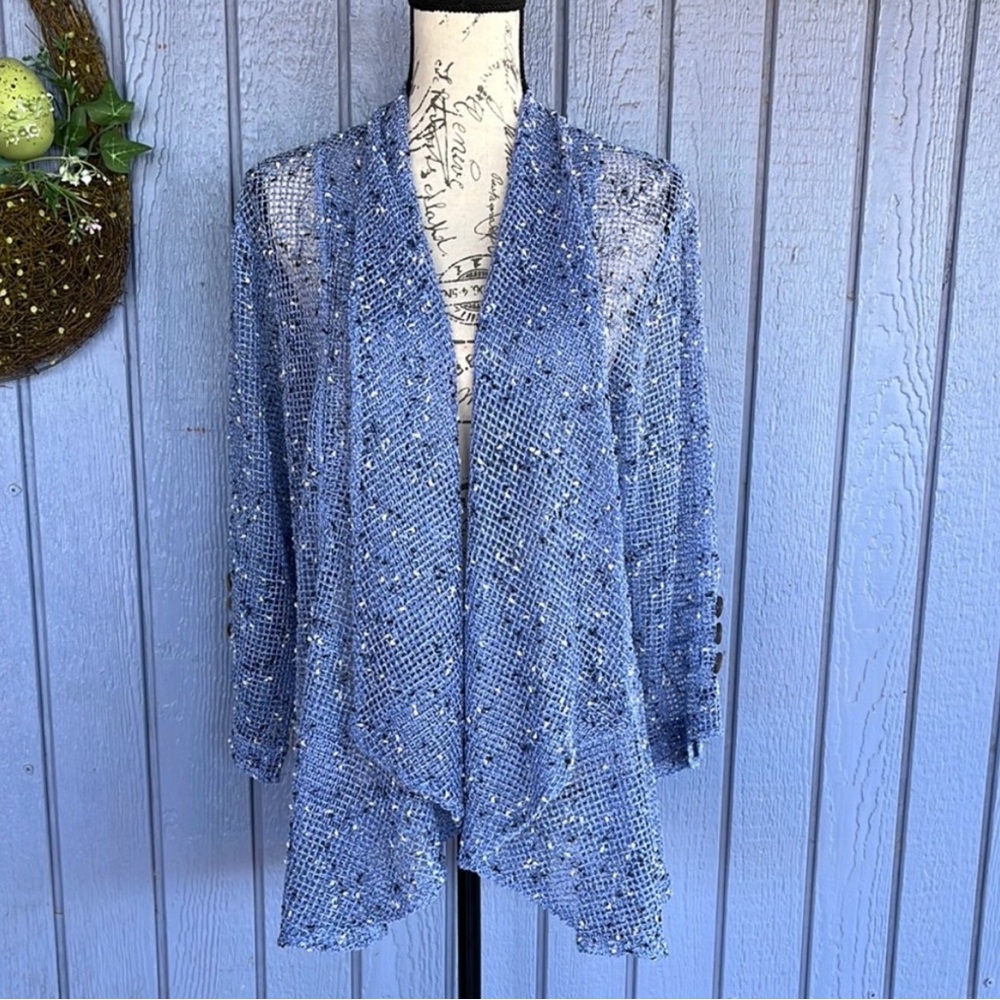Lulu B Open Knit Blue Cardigan Size Medium